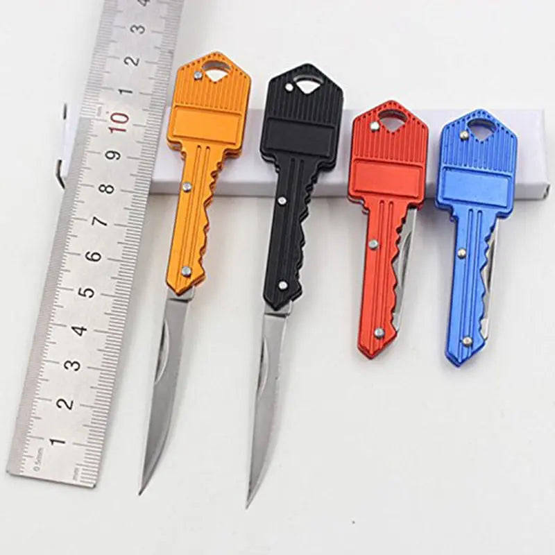 Hidden Portable Folding Knife Key for Keychain - Black