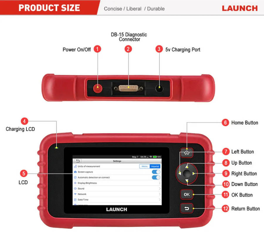 Launch Creader CRP123E OBD ECU ABS SRS Diagnostic Scanner (Parallel Import)