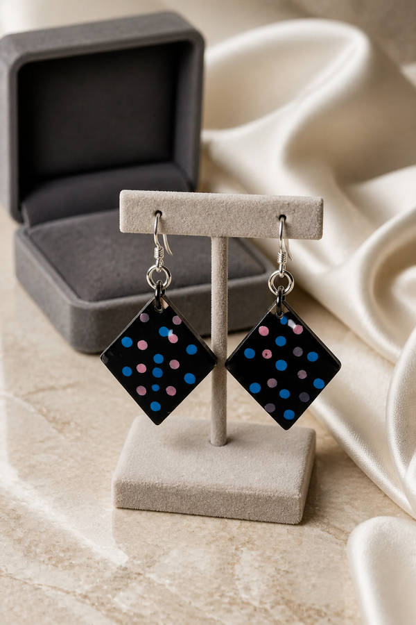 Cool funky elegance . Handmade hypo-allergenic earrings. Lightweight and comfy for all day wear ....