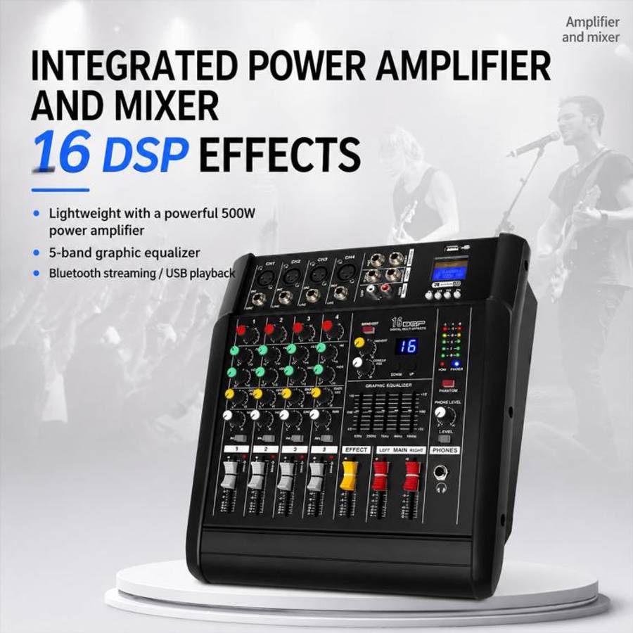 802D 8-Channel Multi-function Professional Bluetooth Mixer with Amplifier, EU Plug, UK Plug, US Plug