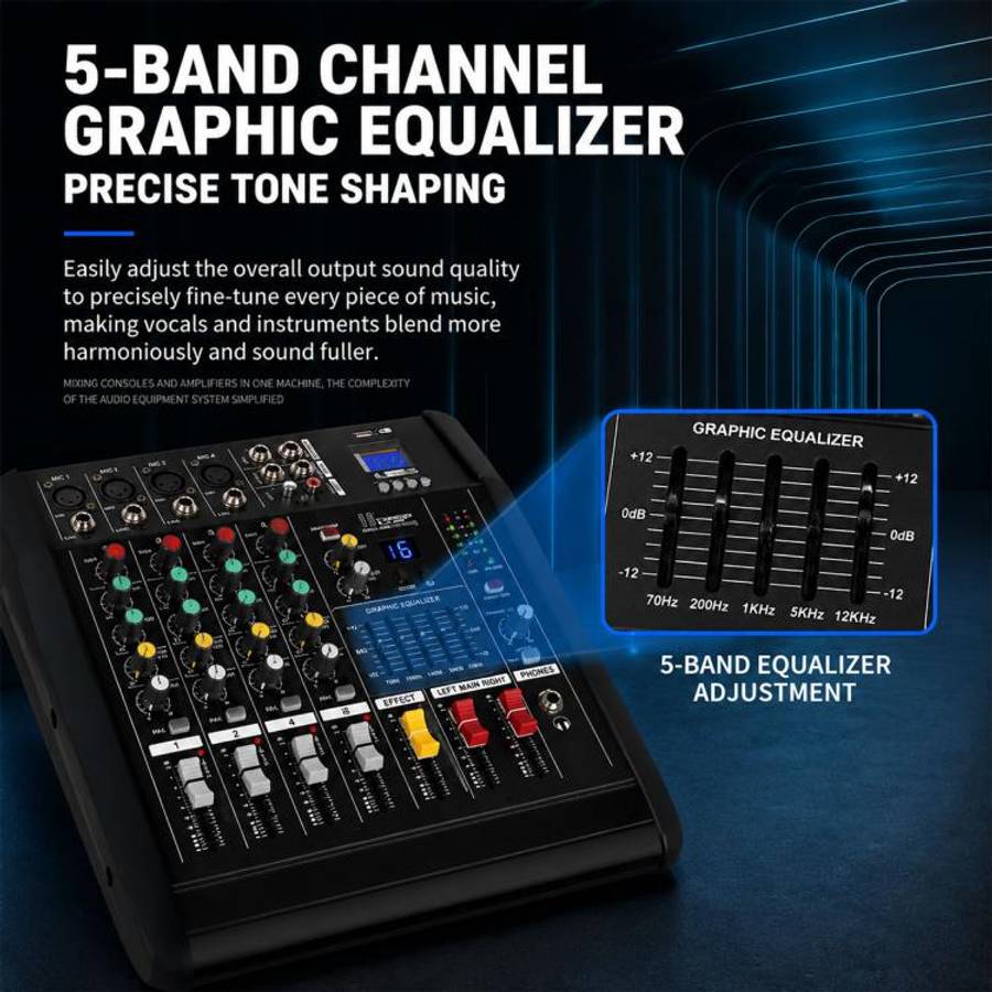802D 8-Channel Multi-function Professional Bluetooth Mixer with Amplifier, EU Plug, UK Plug, US Plug