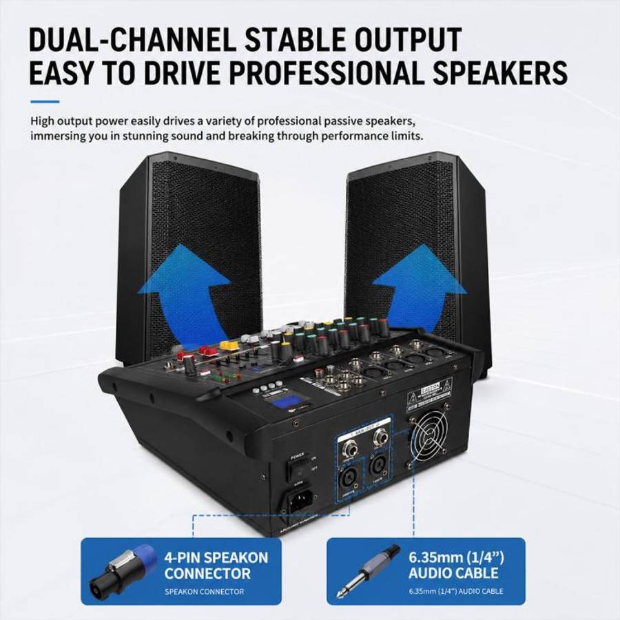 802D 8-Channel Multi-function Professional Bluetooth Mixer with Amplifier, EU Plug, UK Plug, US Plug