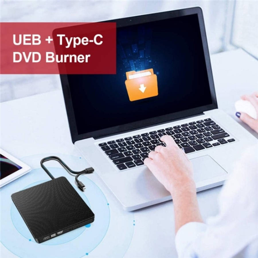 XD009 External CD Reader VCD Burner Ultra-thin Design Laptop Computer USB 3.0+Type-C DVD Drive, X...