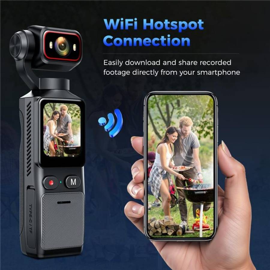 L19 1.69 inch Touch Screen and Wi-Fi Connectivity 4K Action Camera Anti-Shake VLOG Pocket Camera,...