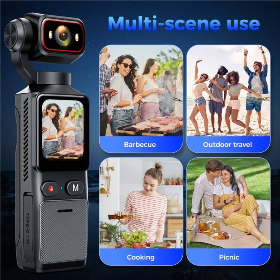L19 1.69 inch Touch Screen and Wi-Fi Connectivity 4K Action Camera Anti-Shake VLOG Pocket Camera,...