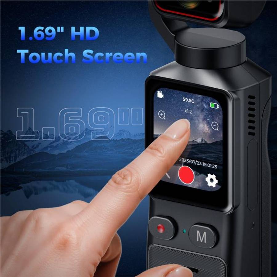 L19 1.69 inch Touch Screen and Wi-Fi Connectivity 4K Action Camera Anti-Shake VLOG Pocket Camera,...