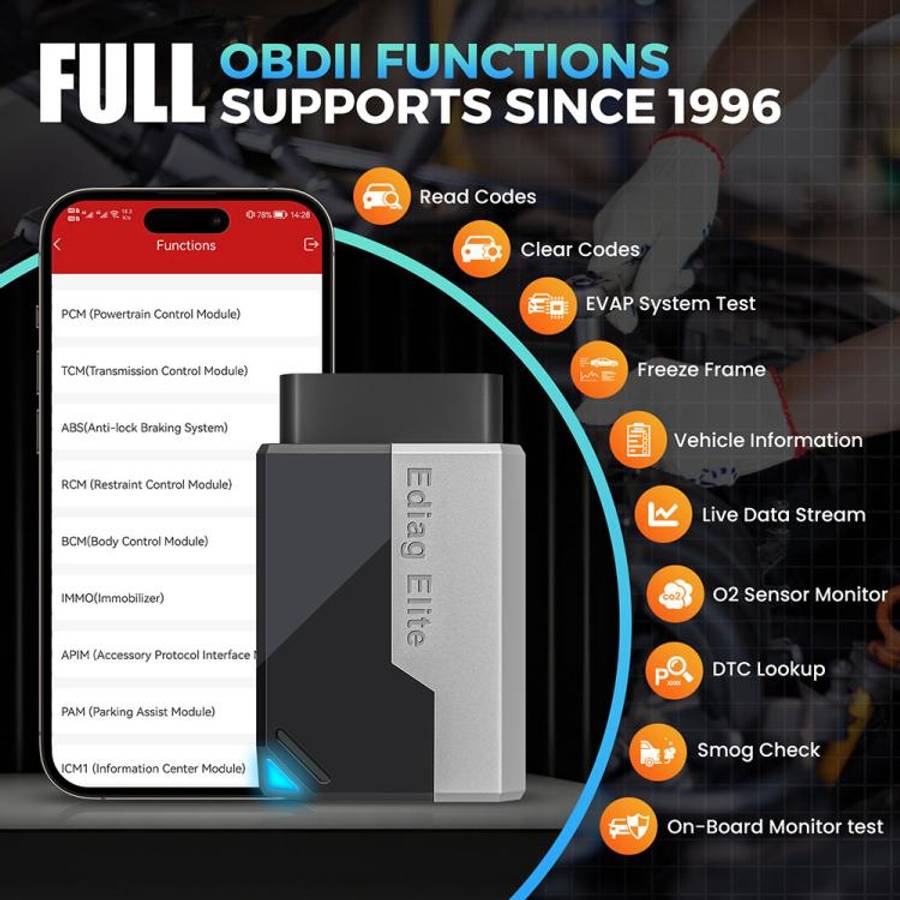 KINGBOLEN Ediag Elite Multilingual OBD2 Fault Detector