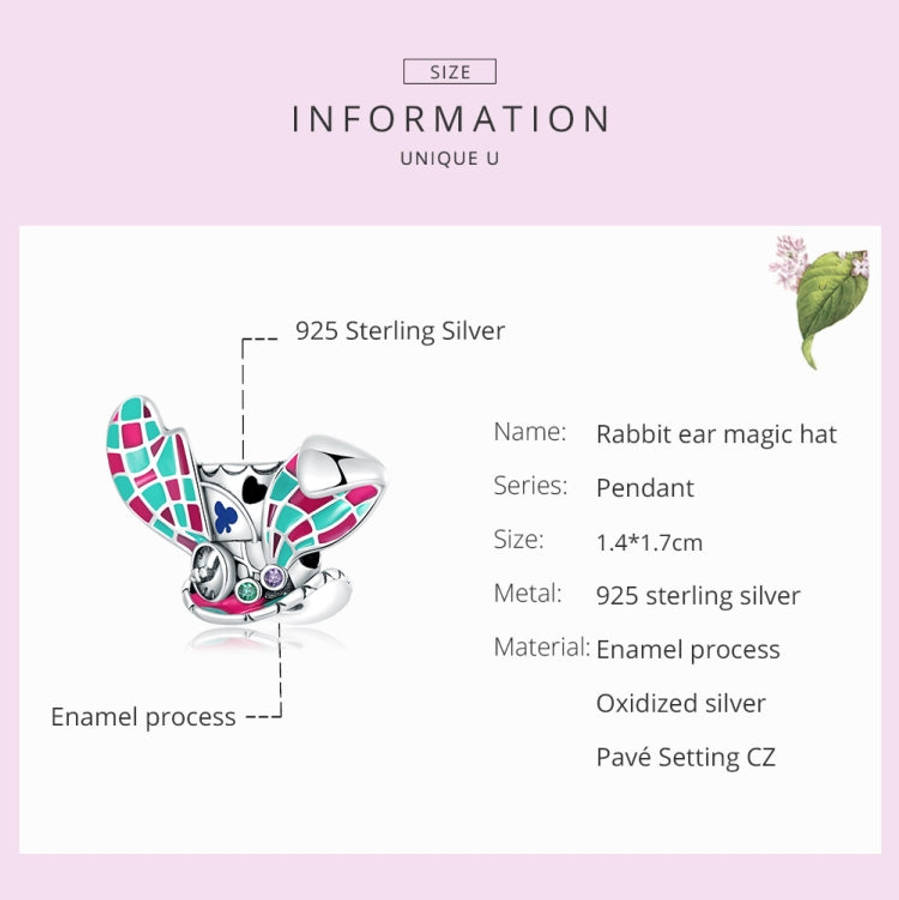 S925 Sterling Silver Rabbit Ear Magic Hat Beads DIY Bracelet Necklace Accessories, Rabbit Ear Mag...