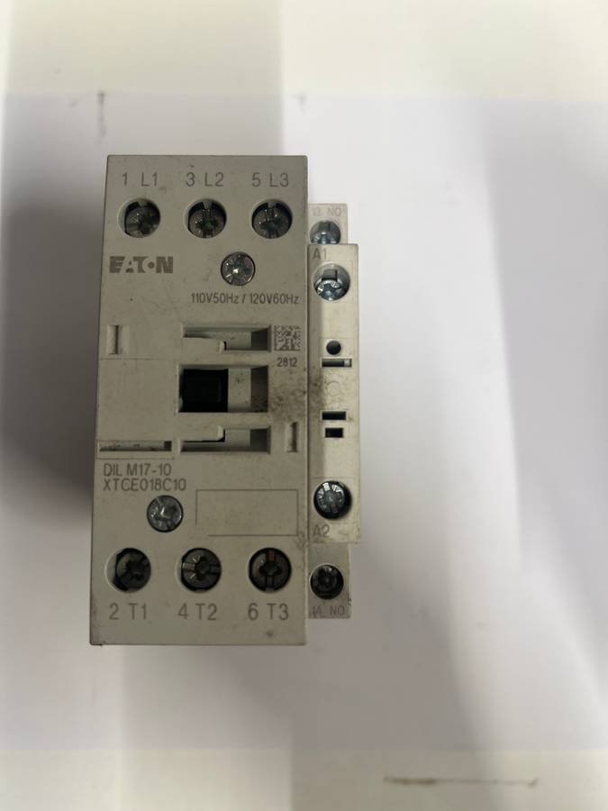 Eaton DILM17-10 (XTCE018C10) is a 3-pole AC power contactor