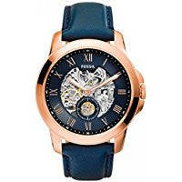FOSSIL Grant Automatic Blue Skeletal Blue Leather Men's Watch Item No. ME3054