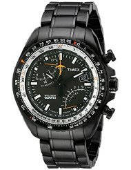 **FREE SHIPPING**Timex Men's T2P103DH Black Ion-Plated Stainless Steel Intelligent Quartz Aviator...