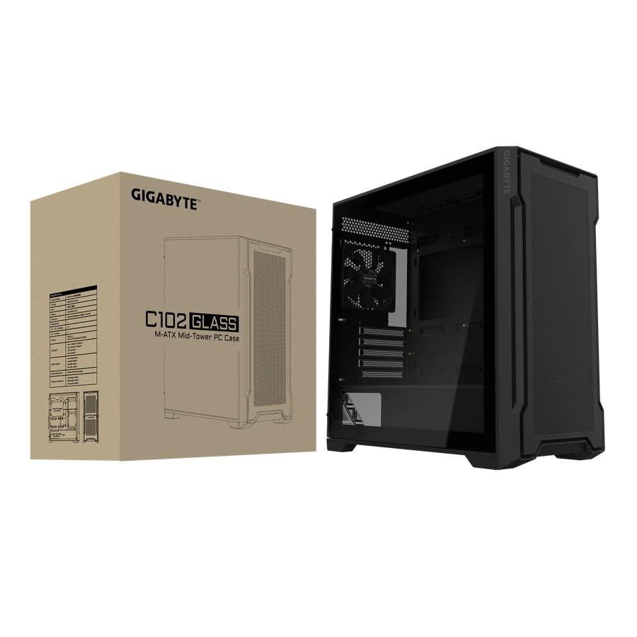 Gigabyte C102 Glass Micro ATX Chassis; 2x 3.5'' | 2x 2.5'' Drive Bays; 360mm Radiator compatible;...