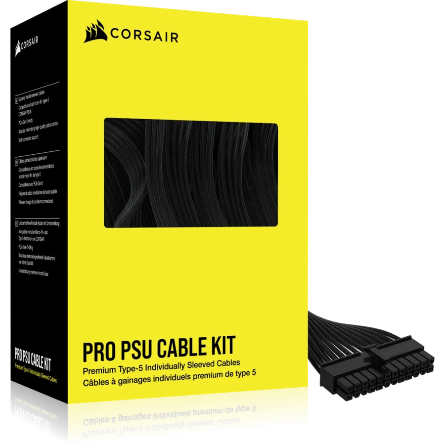 Corsair Premium Individually Sleeved DC Cable Pro Kit; Type 5 (Shift and SL PSU); BLACK
