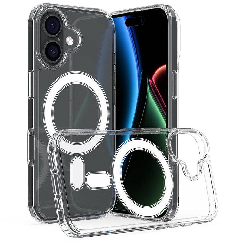 Magnetic Anti Scratch Shockproof TPU+PC Case for iPhone 17 Transparent