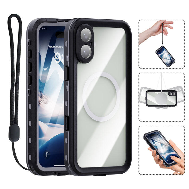Redpepper IP68 Waterproof Shockproof Case for iPhone 16 Plus Black
