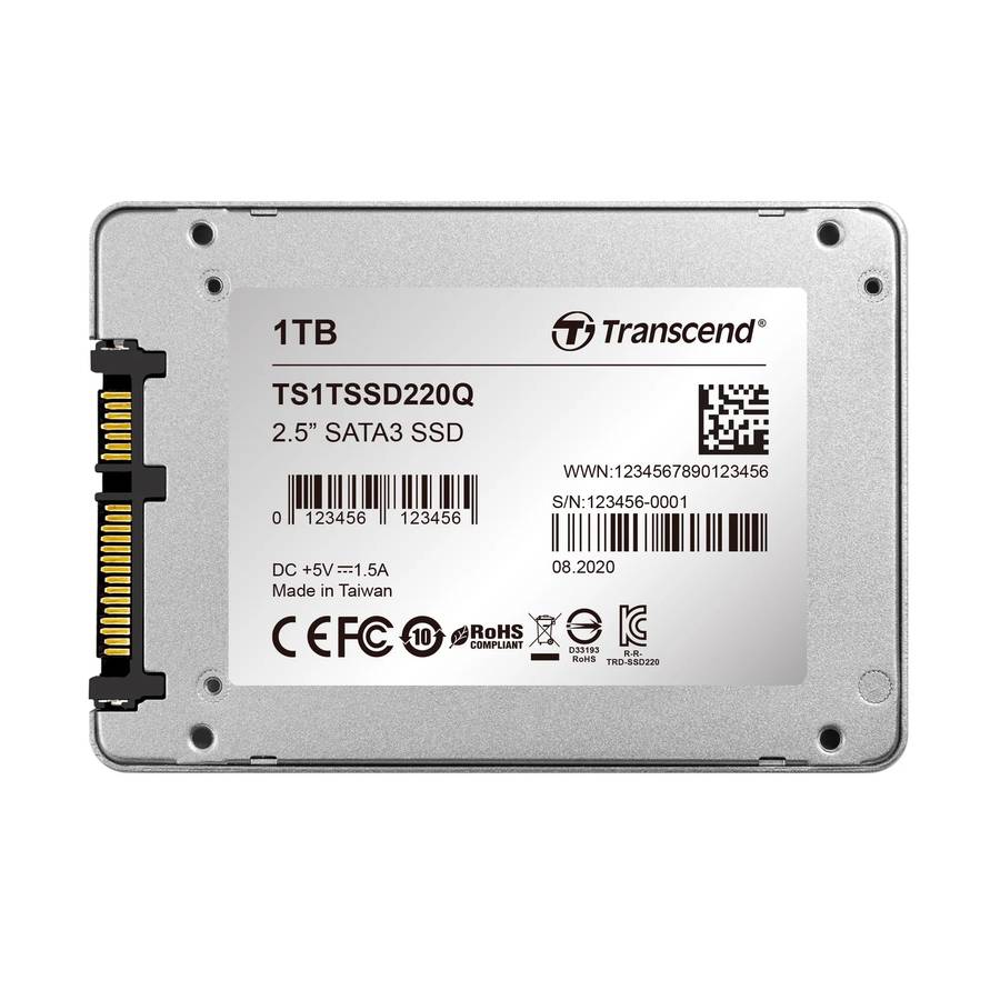 TRANSCEND 1TB SSD220Q 2.5'' SSD DRIVE - SATA III QLC with SLC cache - 550MB/s Read 500MB/s Write ...