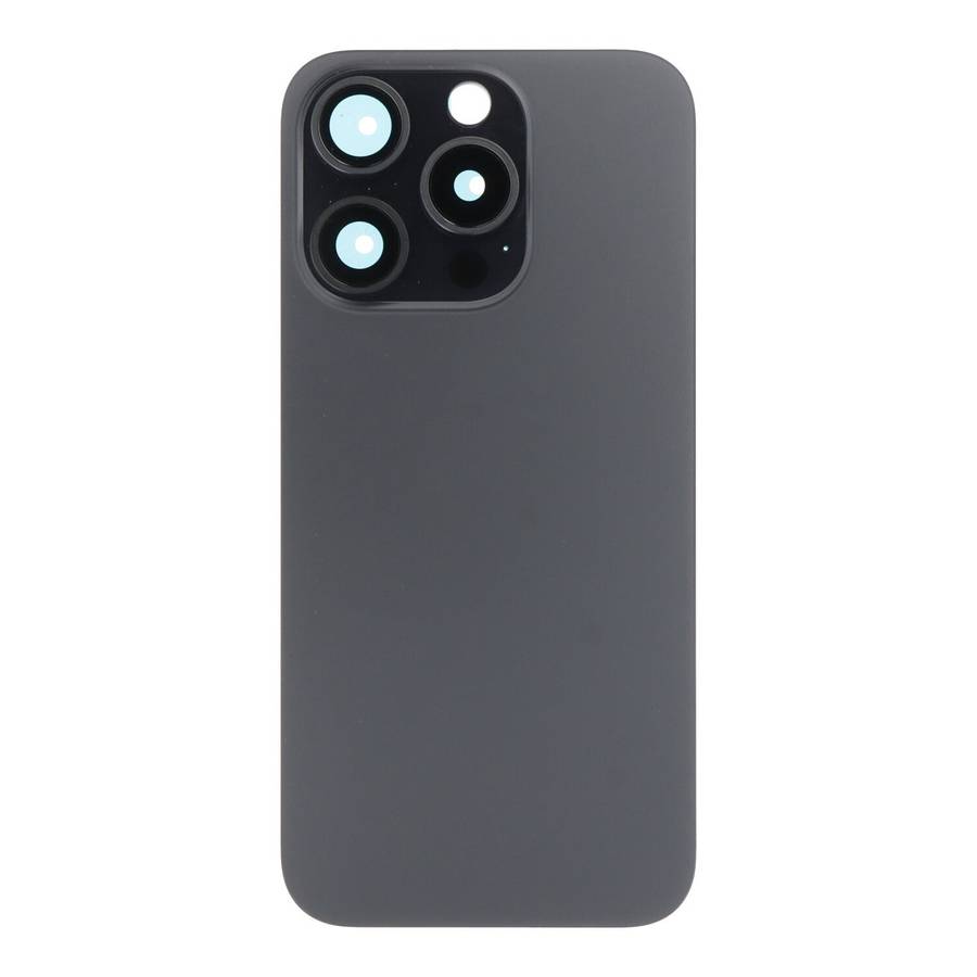 Battery Door + Back Camera Lens and Bezel with Magnetism Ring+Metal Plate for iPhone 15 Pro Black...