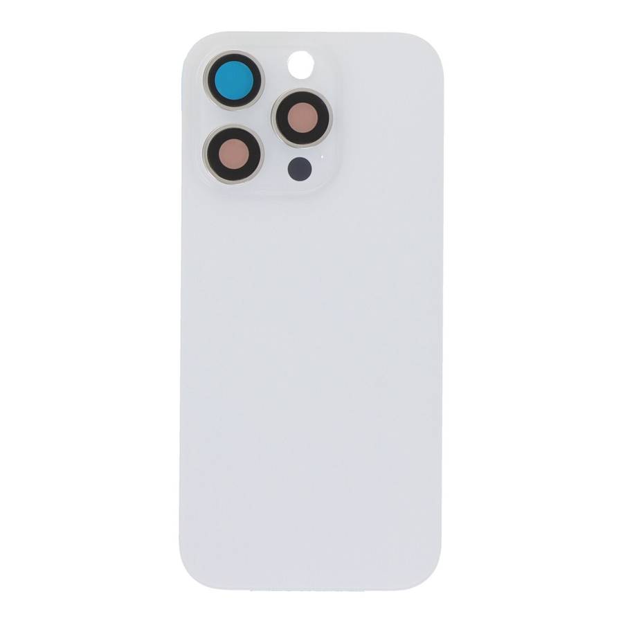 Battery Door + Back Camera Lens and Bezel with Magnetism Ring+Metal Plate for iPhone 16 Pro White...