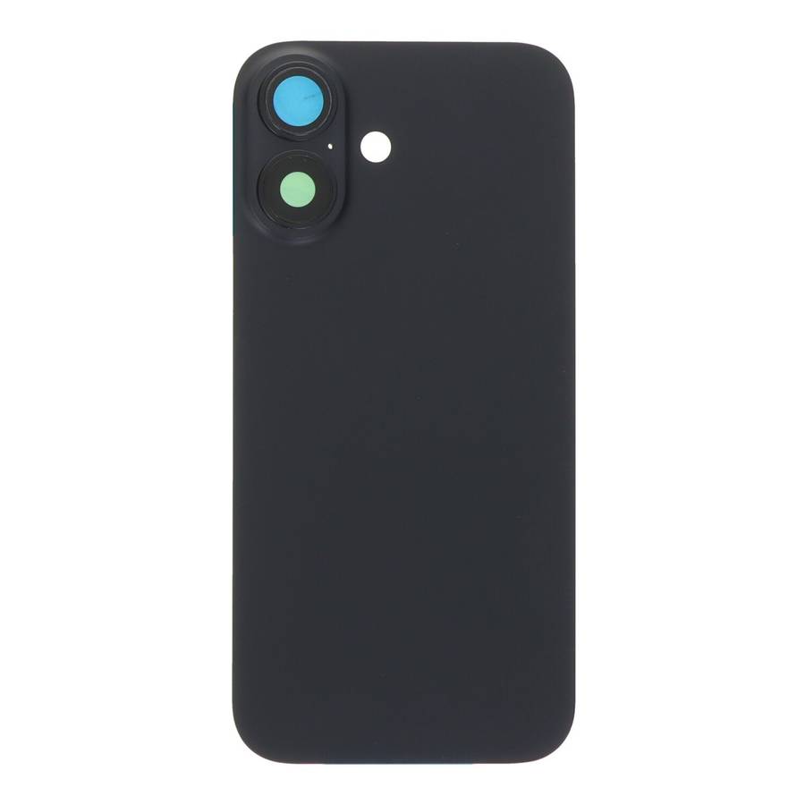 Battery Door + Back Camera Lens and Bezel with Magnetism Ring+Metal Plate for iPhone 16 Black wit...