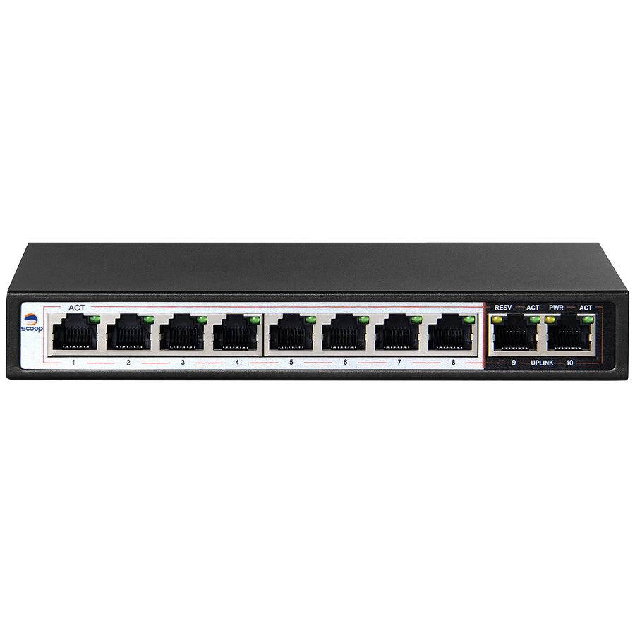 Scoop 10 Port Gigabit 8 AI PoE 96W Switch