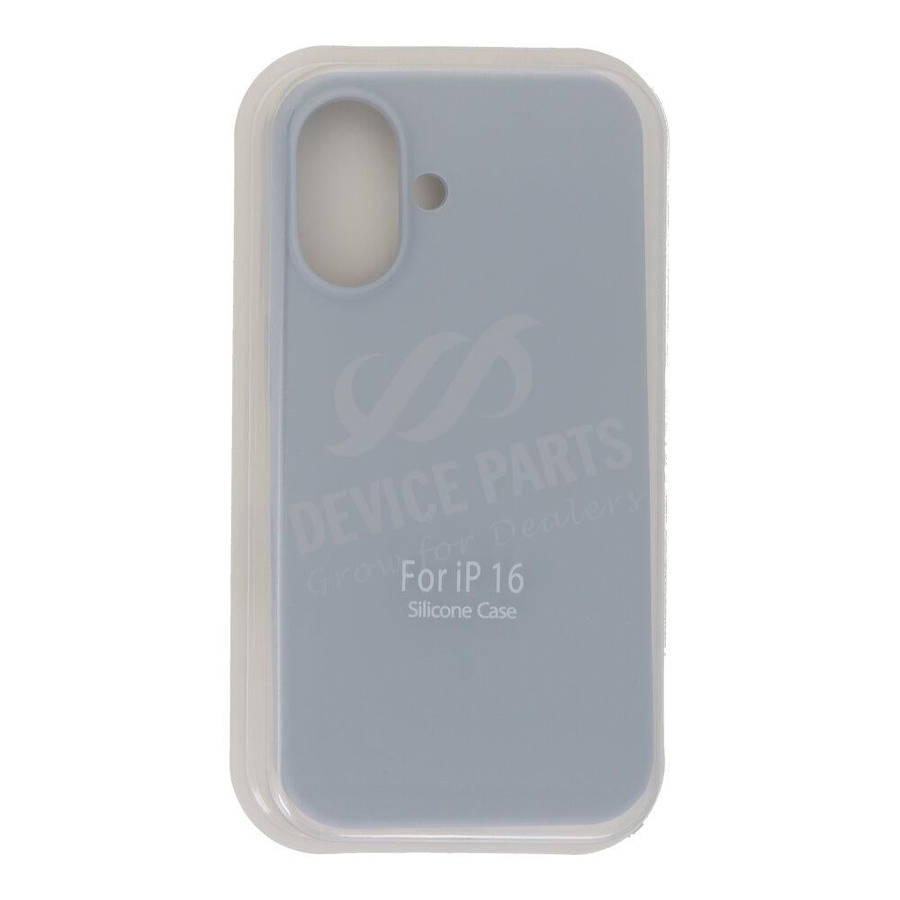 Full Pure Color Liquid Silicone Case Without Logo for iPhone 16 Grey Blue