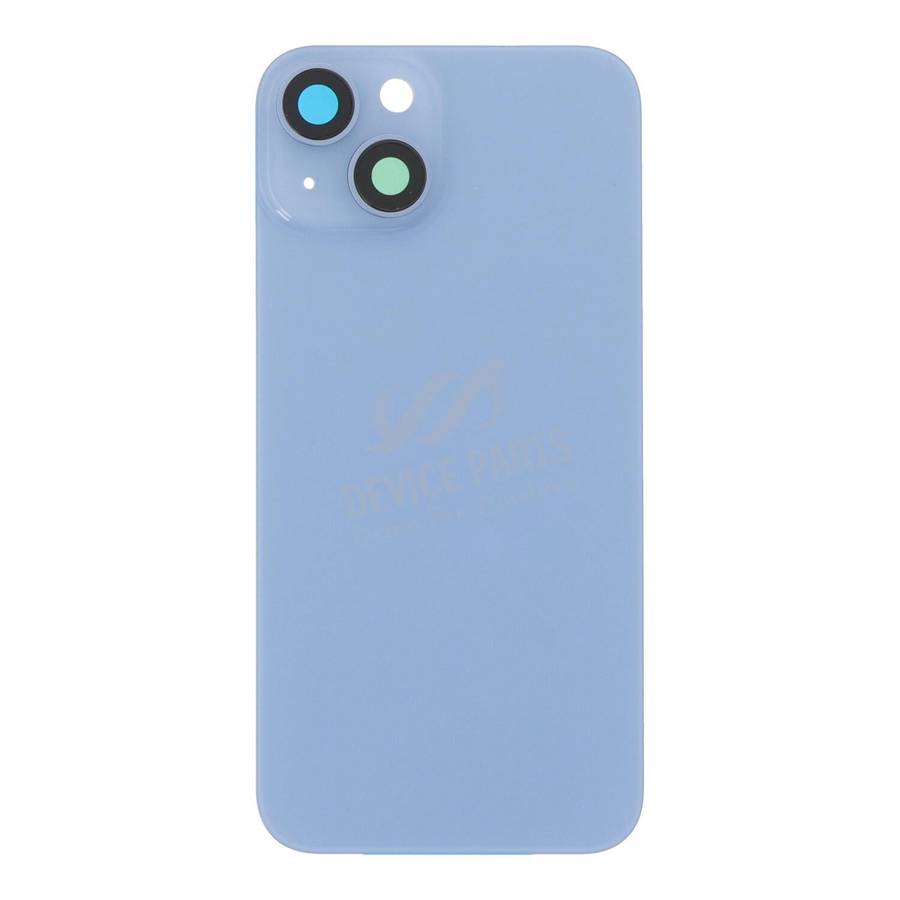 Battery Door + Back Camera Lens and Bezel with Magnetism Ring+Metal Plate for iPhone 14 Blue OEM