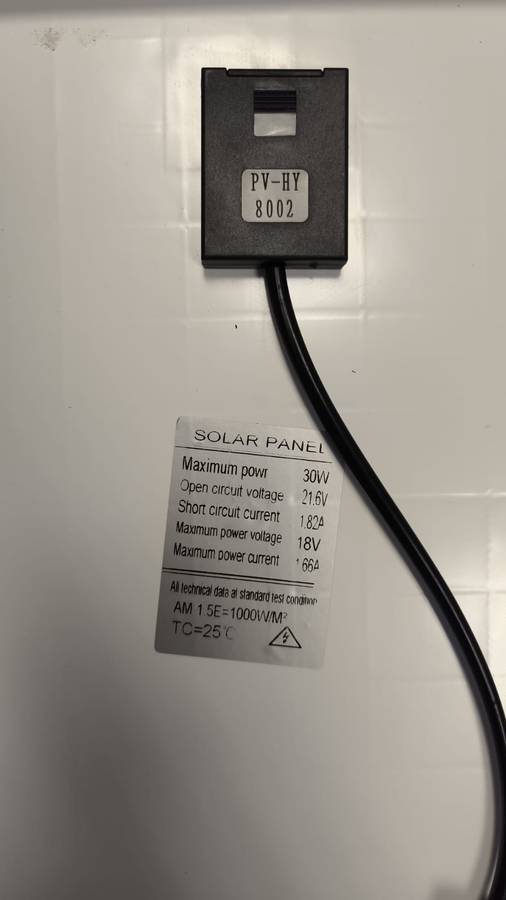 30W 12volt 1.6amp Solar Panel with DC Connector