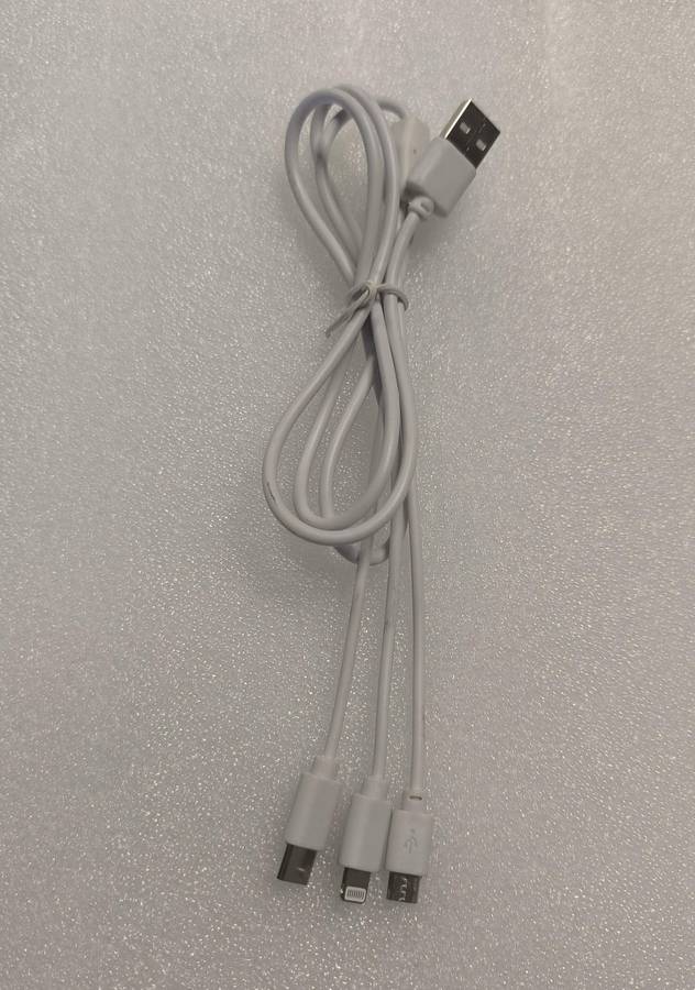 3 In 1 Mini USB, Lightning, Type-C White iPhone/Samsung USB Charge Cable (10004272)