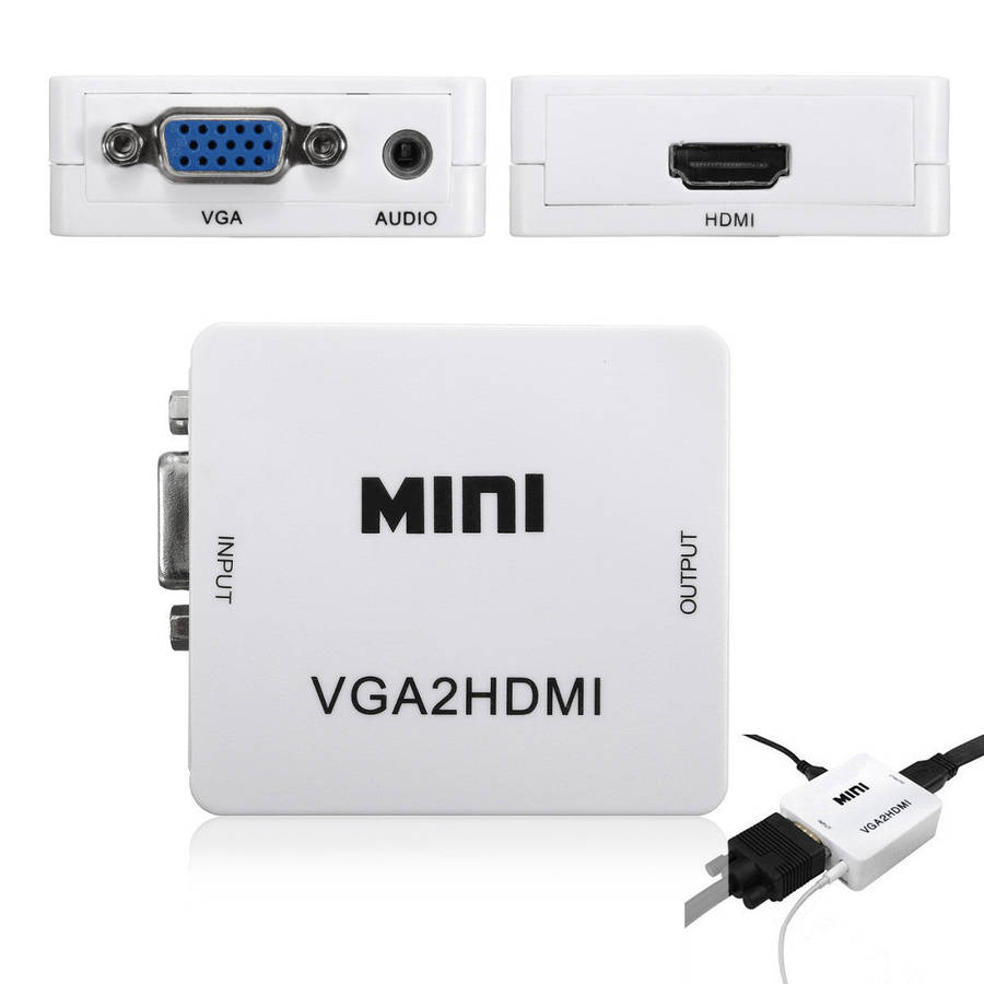 1080P Mini VGA to HDMI Converter - Connect VGA-enabled devices to HDMI displays in full HD resolu...