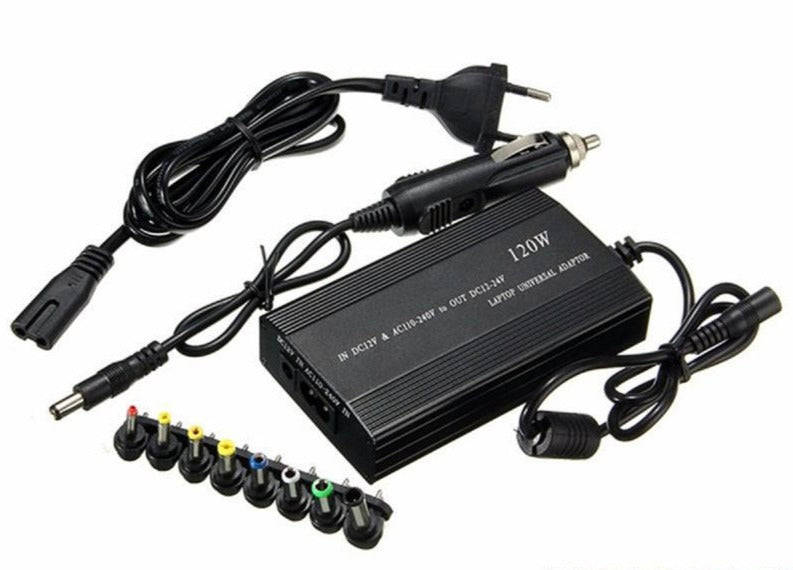120W Universal Laptop DC Car Charger Kit