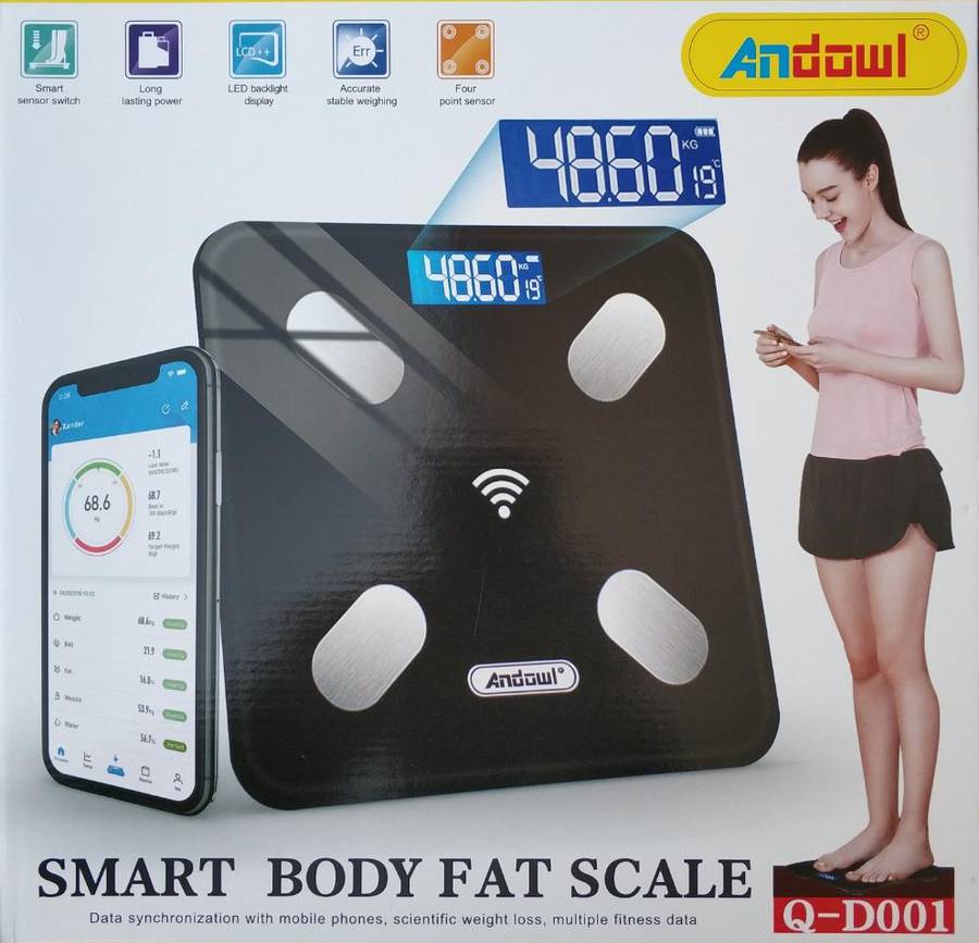 Andowl Q-D001 Digital Smart Body Fat Scale - Accurate Weight and Body Composition Measurements wi...