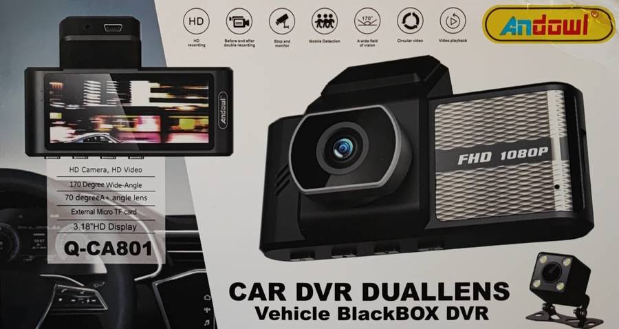 Andowl Q-CA801 Wifi HD Vehicle Dual Lens BlackBox DVR with Android App