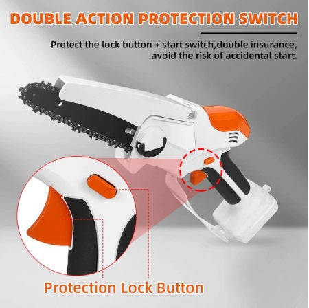 10000mAh Lithium Rechargeable 21V 6 inch Mini Electric Chain Saw