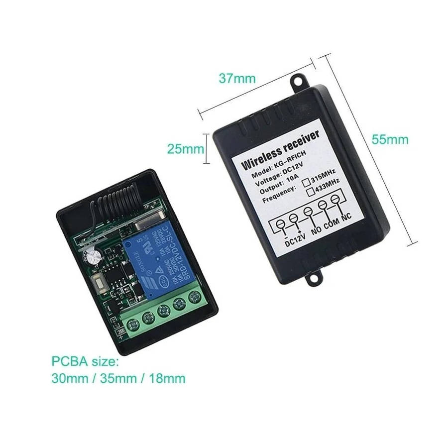 KTNNKG 433 Mhz DC 12V 10CH Wireless Remote Control Switch Kit