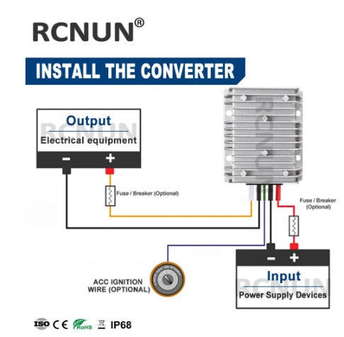 RCNUN High Quality 48V to 12V 30A DC to DC Step Down Converter - Efficiently Convert High Voltage...