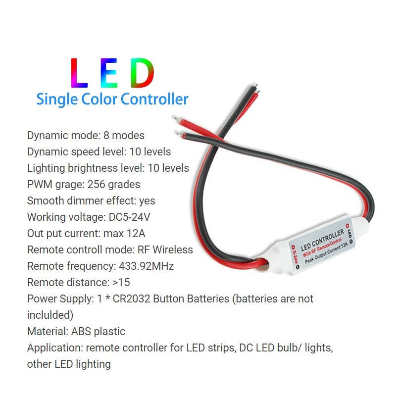 12A Wireless Mini LED Lighting Controller and Dimmer