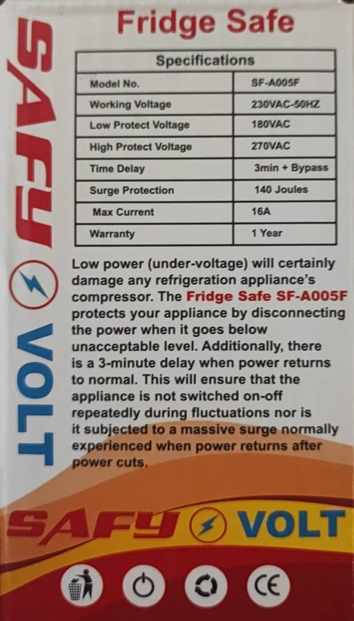 Protect Your Fridge with SAFY Fridge Safe Automatic Voltage Surge Protector