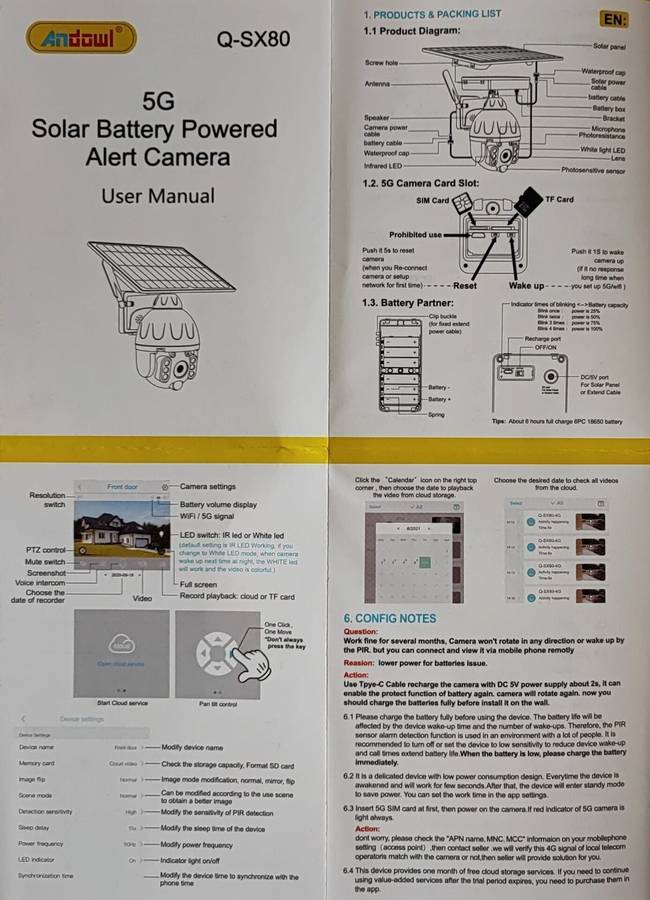 Andowl Q-SX80 Solar 4K HD Wifi+5G Outdoor Smart IP PTZ Camera - High-Quality Surveillance Camera ...