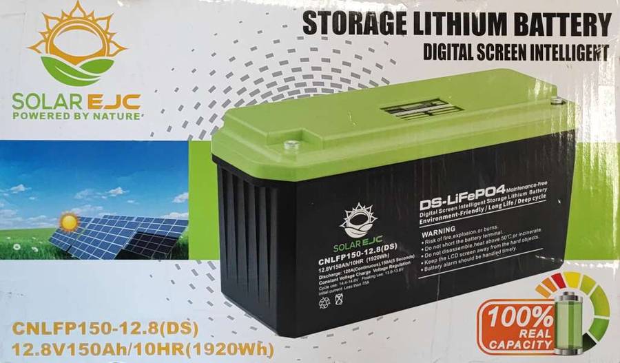 Solar EJC 150AH 12.8v 1.92kwh LiFePo4 Portable Battery - Reliable Power Solution for Outdoor Adve...