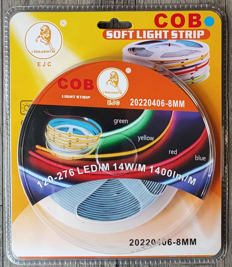 EJC 12v DC 5m 1300 COB Led Chip WHITE LED Light Strip Kit - Bright and Efficient Lighting for Any...