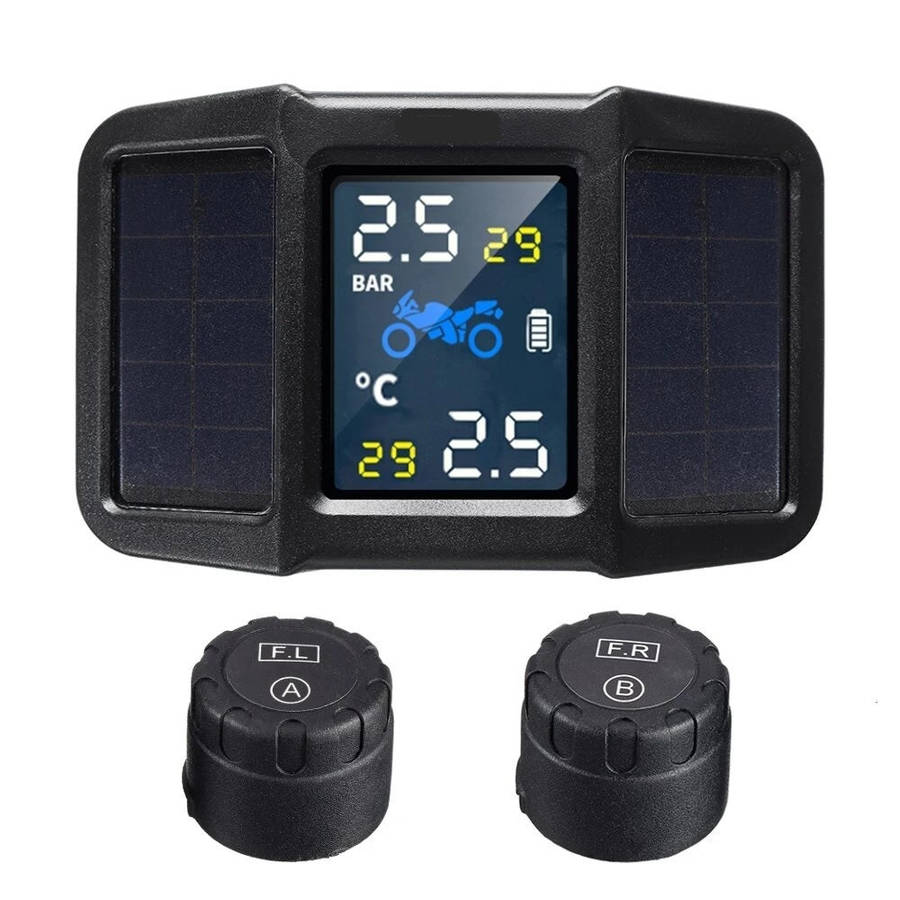 DEMO Solar Powered LCD Display Motorcycle Real Time Tire Pressure Monitor System