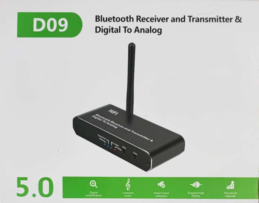 D09 Wireless Bluetooth Receiver/Transmitter and Digital to Analog Converter - Stream Music Wirele...