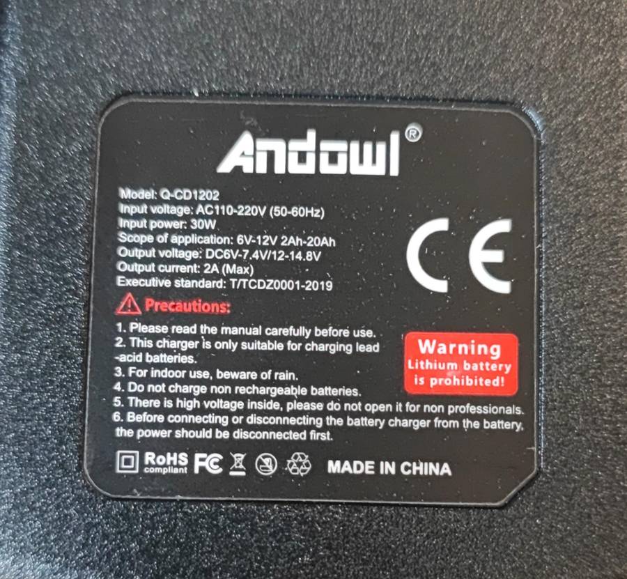 ANDOWL Q-DC1202 6v/12v 2Amp Intelligent Pulse Repair Battery Charger - Restore and Maintain Batte...