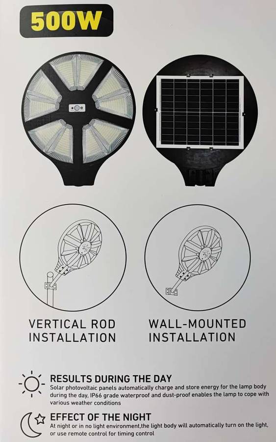 JT-CLEAR 500W Solar-Powered LED Walkway Light  Energy-Efficient Outdoor Lighting Solution