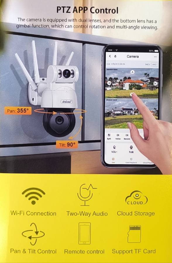 Andowl Q-SX920 4K HD Dual Camera Flood Light Outdoor Remote Smart Monitoring Wireless WiFi IP Camera