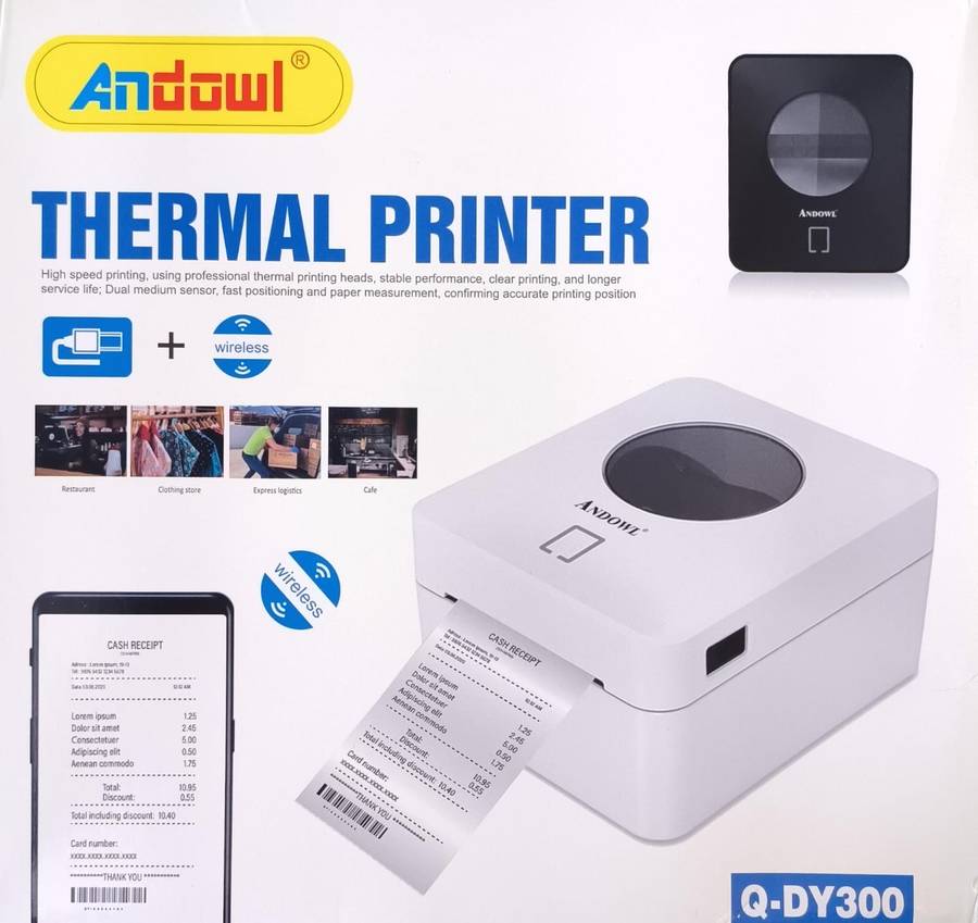 Andowl  USB Wired and Wireless Bluetooth Thermal Receipt Printer
