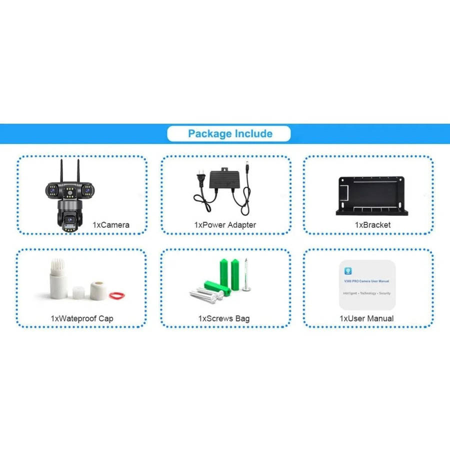Andowl G3000 WiFi PTZ IP 8K 12MP Security Camera with Triple Lens, Triple Screen, Motion Detectio...