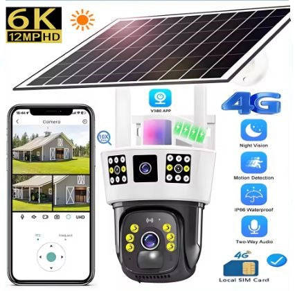 6K Solar 4G SIM IP CCTV 12MP Surveillance Camera