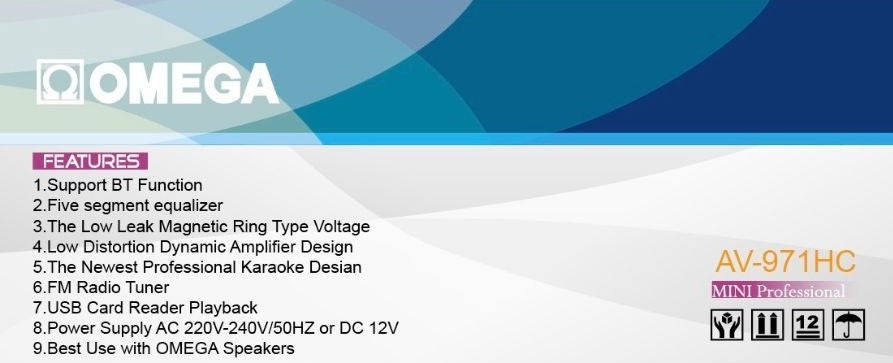 Omega AV-971HC Mini Professional Bluetooth USB SD Card Portable Amplifier (10007590)