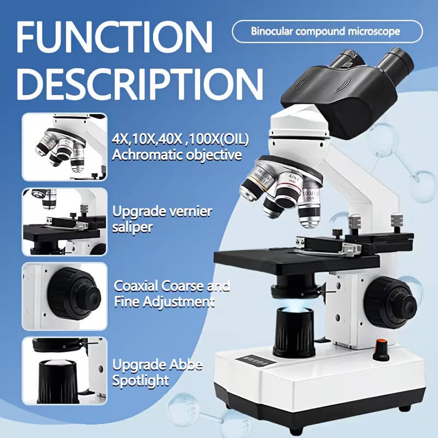Professional Biomedical Compound Microscope 40X-2500X Magnification (10000808)